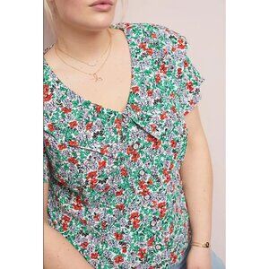 NWT Maeve by Anthropologie Austen Collared Blouse Floral Short Sleeve 26W